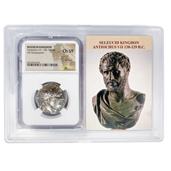 138-129 BC Seleucid KD Silver Tetradrachm NGC Ch V