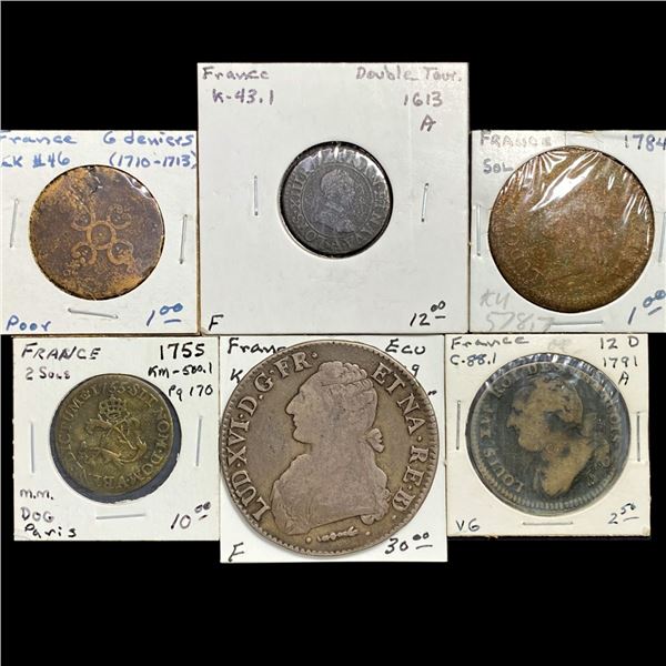 1600-1700's (5) France Coinage w/ Silver