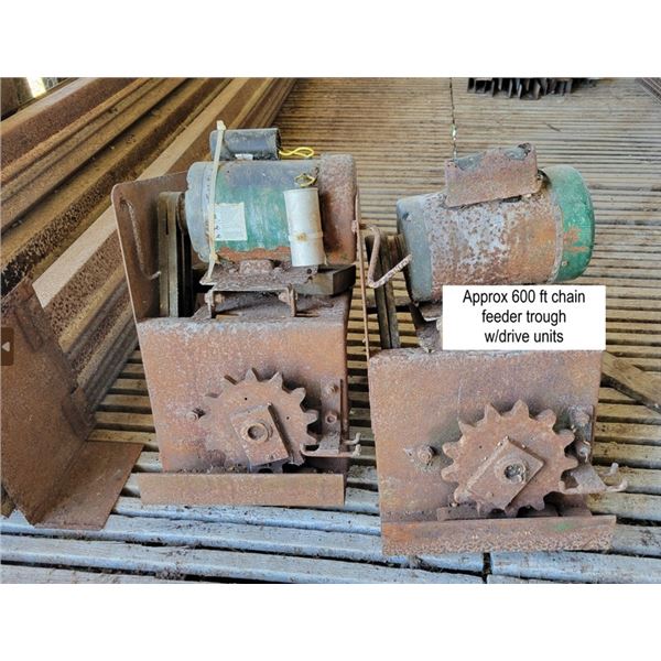 Chain Feeder Trough w/Drive Units - approx 600 ft