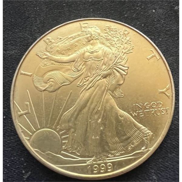 1999 BU MS65 CHAMPAGNE TONED Silver American Eagle Dollar SAE $1 Coin