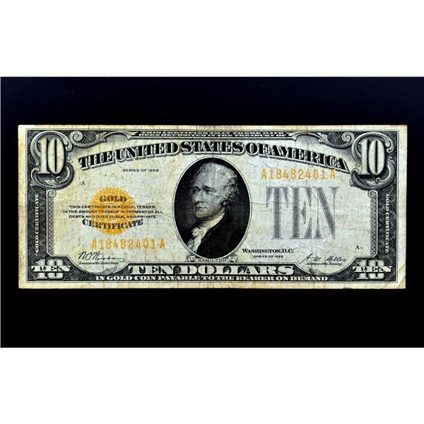 1928 $10 Gold Certificate VF