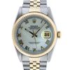 Image 1 : Rolex Mens 2T Mother Of Pearl Roman Datejust Oyster Perpetual Wristwatch 36MM