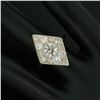 Image 8 : Antique 14K White Gold 1.67 ctw European & Single Cut Diamond Rhombus Platter Ri