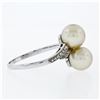 Image 5 : Antique Art Deco Platinum Mikimoto 7.5mm Dual Golden Pearl Engraved Bypass Ring