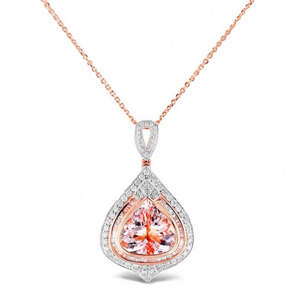 8.77 ctw Morganite and 1.44 ctw Diamond 14K Rose Gold Pendant/Necklace