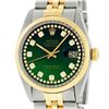 Rolex Mens 2 Tone Green String Diamond 36MM Datejust Wristwatch