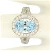 Image 2 : New Modern 18K White Gold 3.07 ctw Oval Aquamarine Diamond Sylvie Split Shank Ri