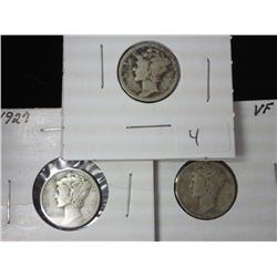 1927, 1927-D And 1927-S Mercury Dimes