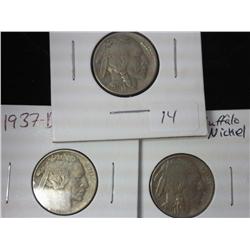 1937, 1937-D And 1937-S Buffalo Nickels