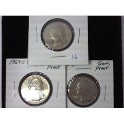 1968-S, 69-S And 70-S Wash. Quarters (GEM Proof)