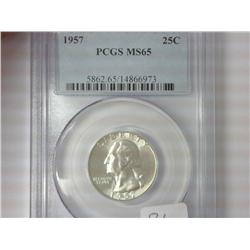 1957 Washington Quarter PCGS MS65