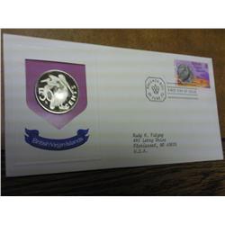 British Virgin Islands FDC W/ Proof 5 Cent Coin