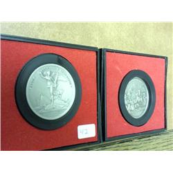 2 Different Pewter Americas 1st Medals