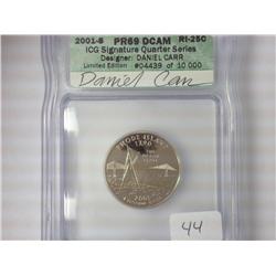 2001-S Signature Series RI Quarter ICG PR69DCAM