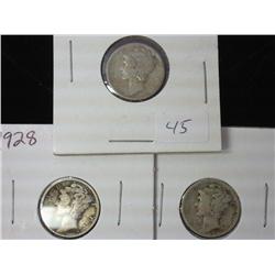 1928, 28-D And 28-S Mercury Dimes