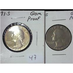 1971-S And 1972-S Washington Quarters (Gem Proof)
