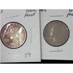 1973-S And 1974-S Washington Quarters (Gem Proof)