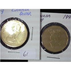 1989 And 1990 Canada Loon Dollars (UNC)