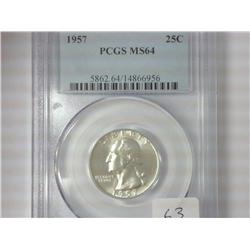 1957 Washington Quarter PCGS MS64
