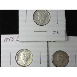1943, 1943-D And 43-S Mercury Dimes