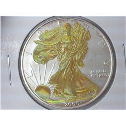 2005 American Silver Eagle (UNC) Some Gold Plating