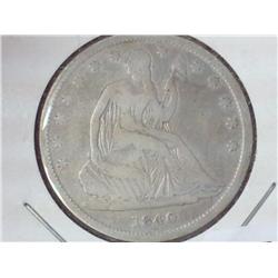 1840 Seated Liberty Half Dollar ( Gash On Reverse)