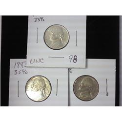 1943, 43-D And 43-S Jefferson War Nickels (UNC)