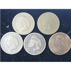 5-1890's Indian Head Cents