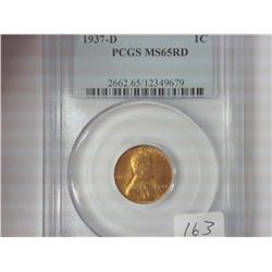 1937-D Lincoln Cent PCGS MS65 RD