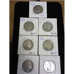 7-1913 Type One Buffalo Nickels (Restored Dates)