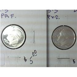 2002-S and 03-S Silver Roosevelt Dimes (Proof)