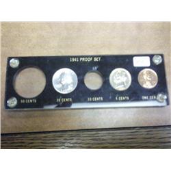 Partial 1941 Proof Set Missing Half And Dime