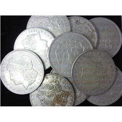 10 Assorted 1921 Morgan Silver Dollars