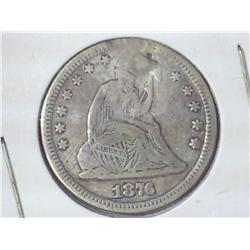 1876 Seated Liberty Quarter (Holed And Filled)