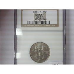 2001-D Vermont Quarter NGC MS67