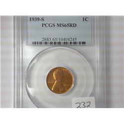 1939-S Lincoln Cent PCGS MS65RD
