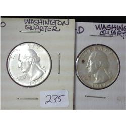 1960 And 1961-D Silver Washington Quarters (UNC)