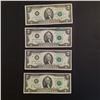 Image 1 : Lot of 4 1976 United States $2 Two dollars Federal Reserve Note bill with Green Seal