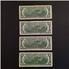 Image 2 : Lot of 4 1976 United States $2 Two dollars Federal Reserve Note bill with Green Seal