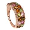 Image 3 : Natural Multi Color Tourmaline & Sapphire Ring