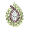 Image 1 : Natural Aquamarine Peridot Rhodolite Garnet Ring