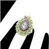 Image 3 : Natural Aquamarine Peridot Rhodolite Garnet Ring