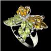 Image 2 : Natural Marquise Citrine Peridot Butterfly Ring