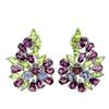 Image 1 : Natural Rhodolite Garnet Peridot Tanzanite Earrings