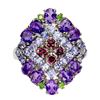 Image 1 : Natural Unheated  Amethyst Chrome Diopside Ring