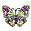 Image 1 : Natural Unheated Rhodolite Peridot Butterfly Ring