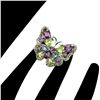 Image 3 : Natural Unheated Rhodolite Peridot Butterfly Ring