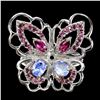 Image 1 : Natural Unheated Tanzanite & Rhodolite  Butterfly Ring