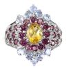 Image 1 : Natural Citrine,  Rhodolite Garnet & Tanzanite Ring