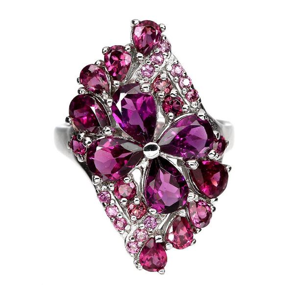 Natural Unheated Rhodolite Garnet Ring